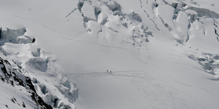 Meine bevorzugte Gletscherabfahrt – auch an Ostern wieder mal fast menschenleer.